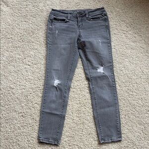 Women's Distressed Modern Skinny Petite Gray Jeans
